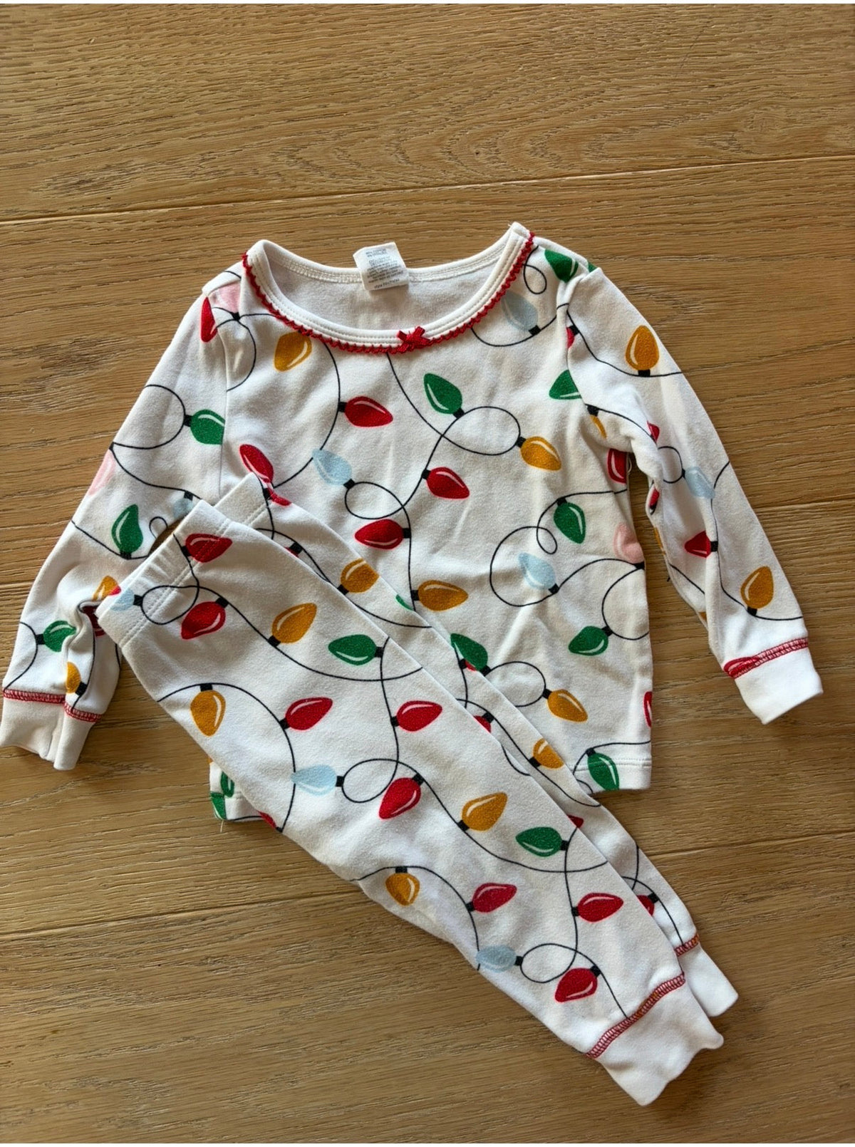 #158 Girls 24 Months Holiday Lights Cotton Pajamas