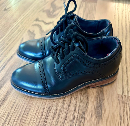 #198- Boys, Bruno Marc, Black Dress Shoes- Size 9