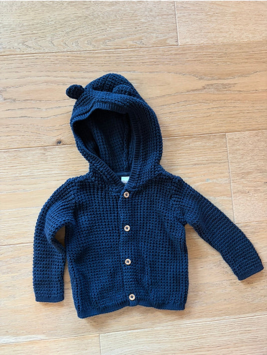 #158 Carter's Boys Size 6 Months Navy Blue Hooded Sweater Jacket
