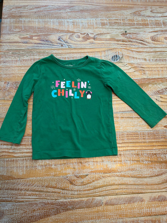 #4 Baby Gap Green Feelin Chilly Long Sleeve Shirt Girls 3T