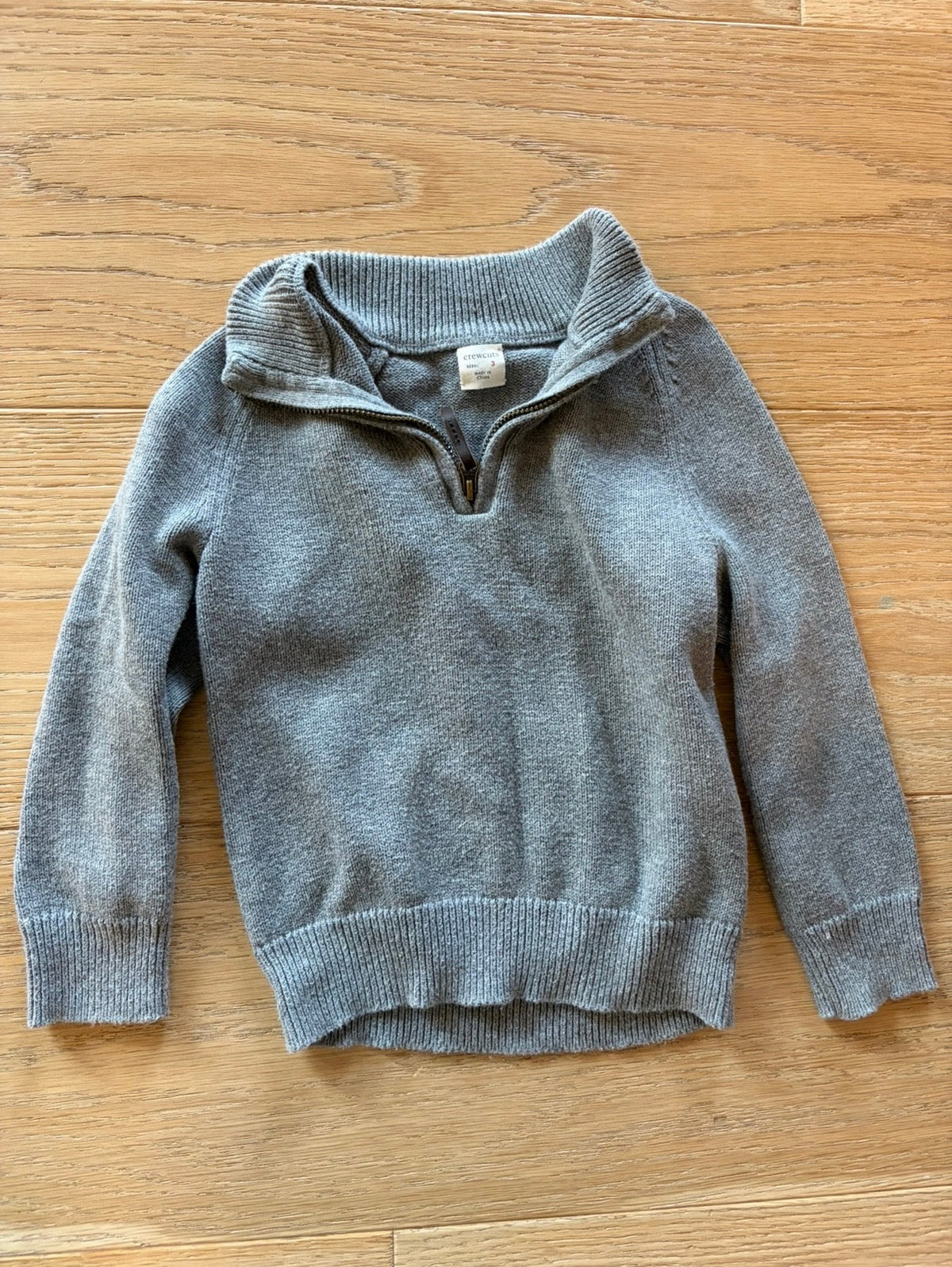 #158 Boys Size 3T Gray Crewcuts Quarter Zip Sweater