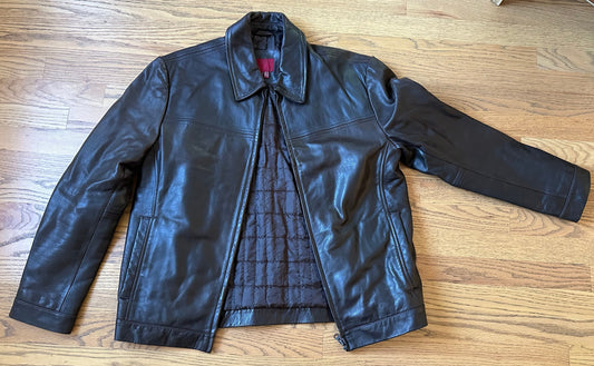 #198- Men’s, Zara, 100% Brown Leather Jacket- Size Medium