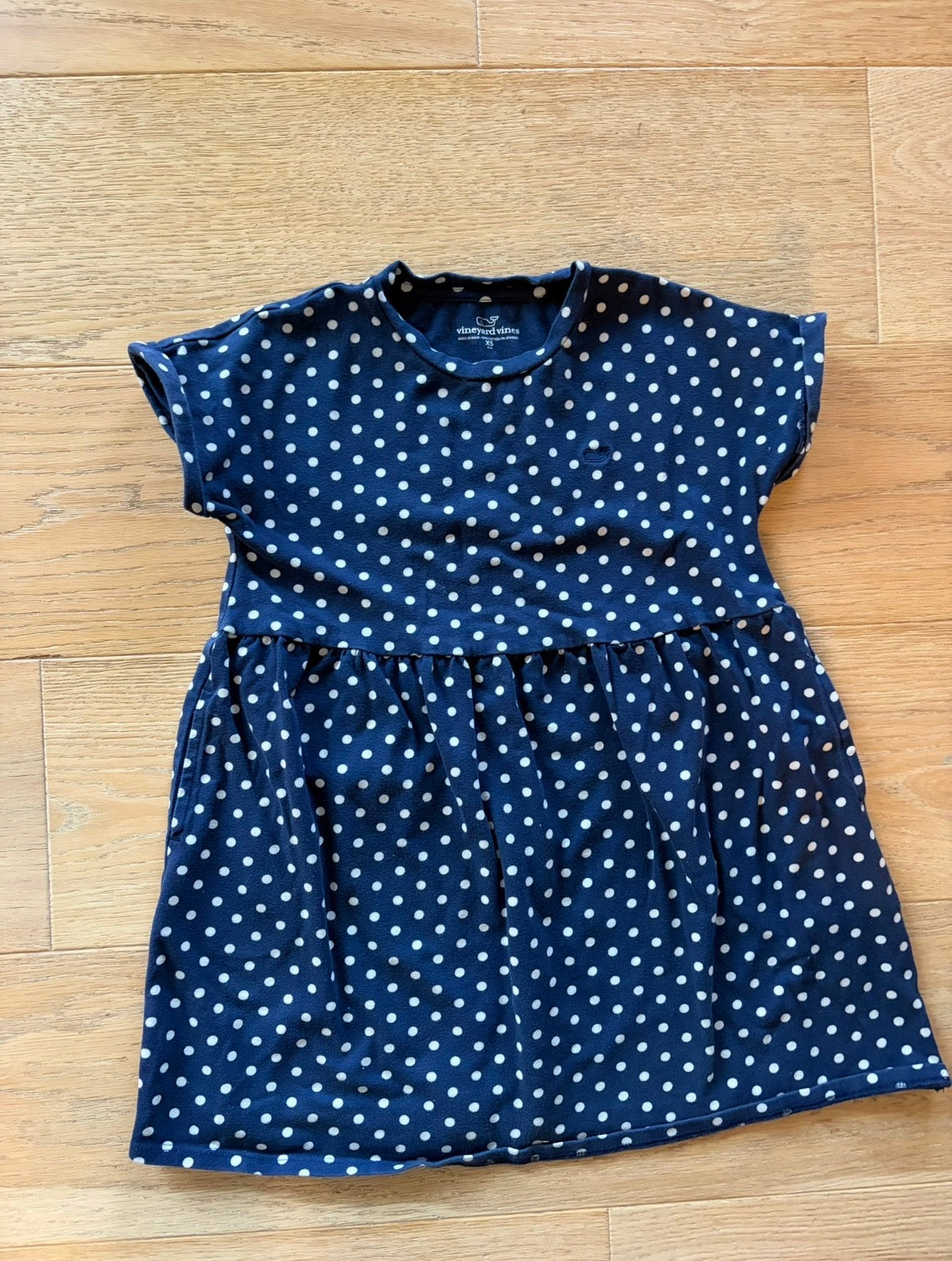 #158 Vineyard Vines Girls Size XS/5-6 Blue Polka Dot Dress