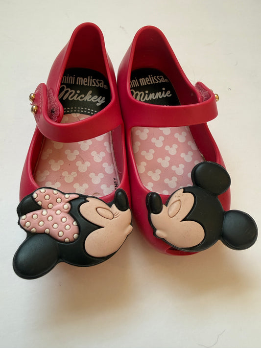 #170 Mini Melissa Minnie and Mickey shoes girls 5C