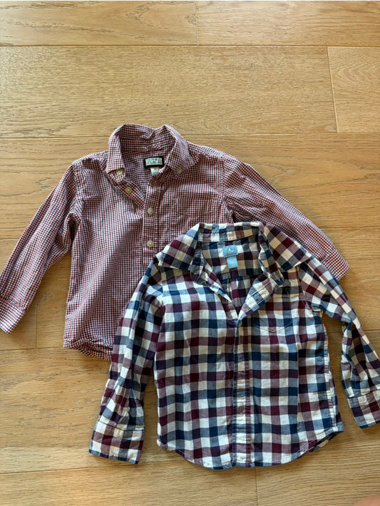 #158 Boys Size 3T Plaid Button Down Shirts Set