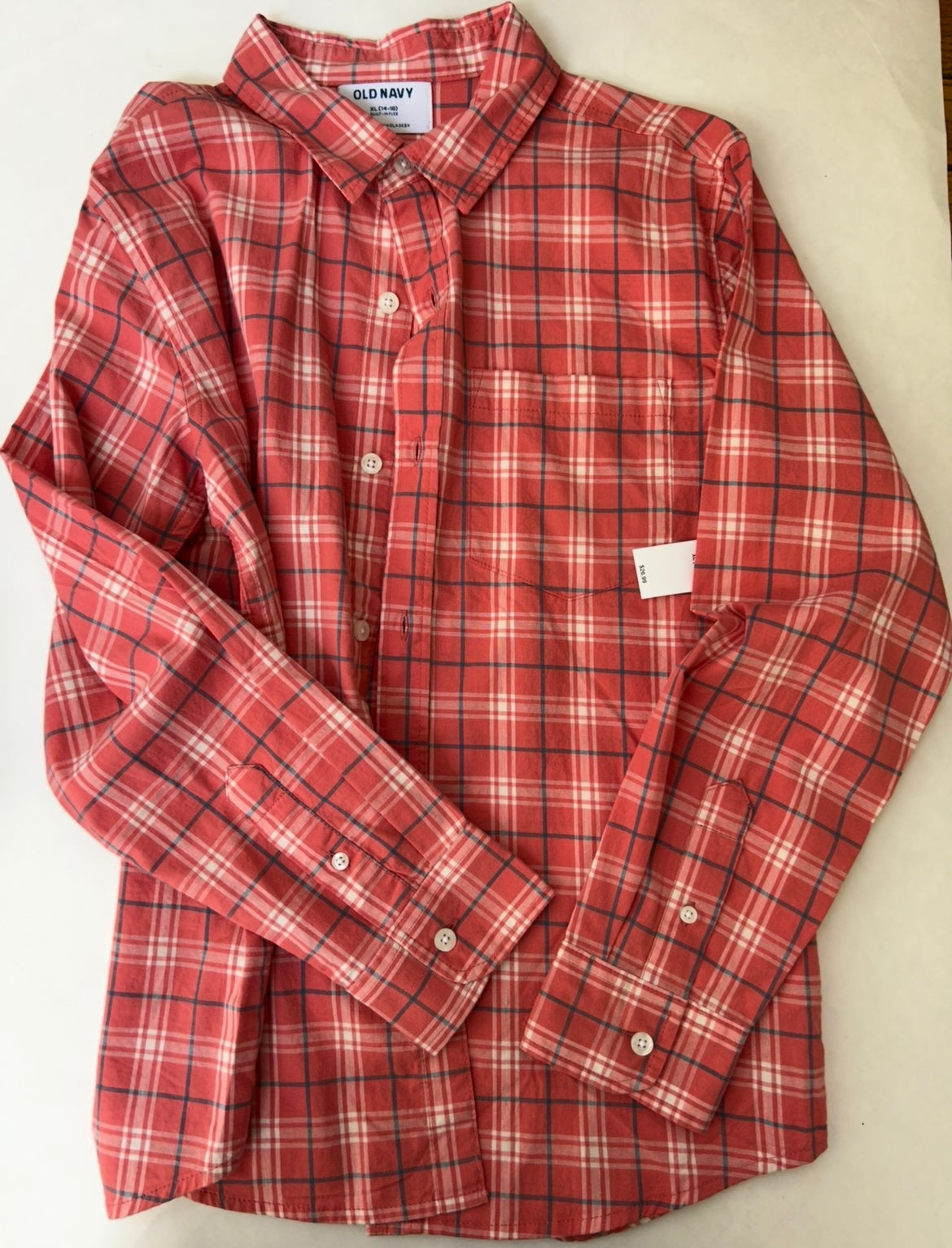 #200 Boys size XL 14-16 Old Navy NWT long sleeve plaid shirt