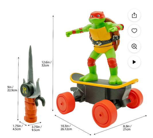 #198- Teenage Mutant Ninja Turtles Raphael Cowabunga Skate Remote Control Toy