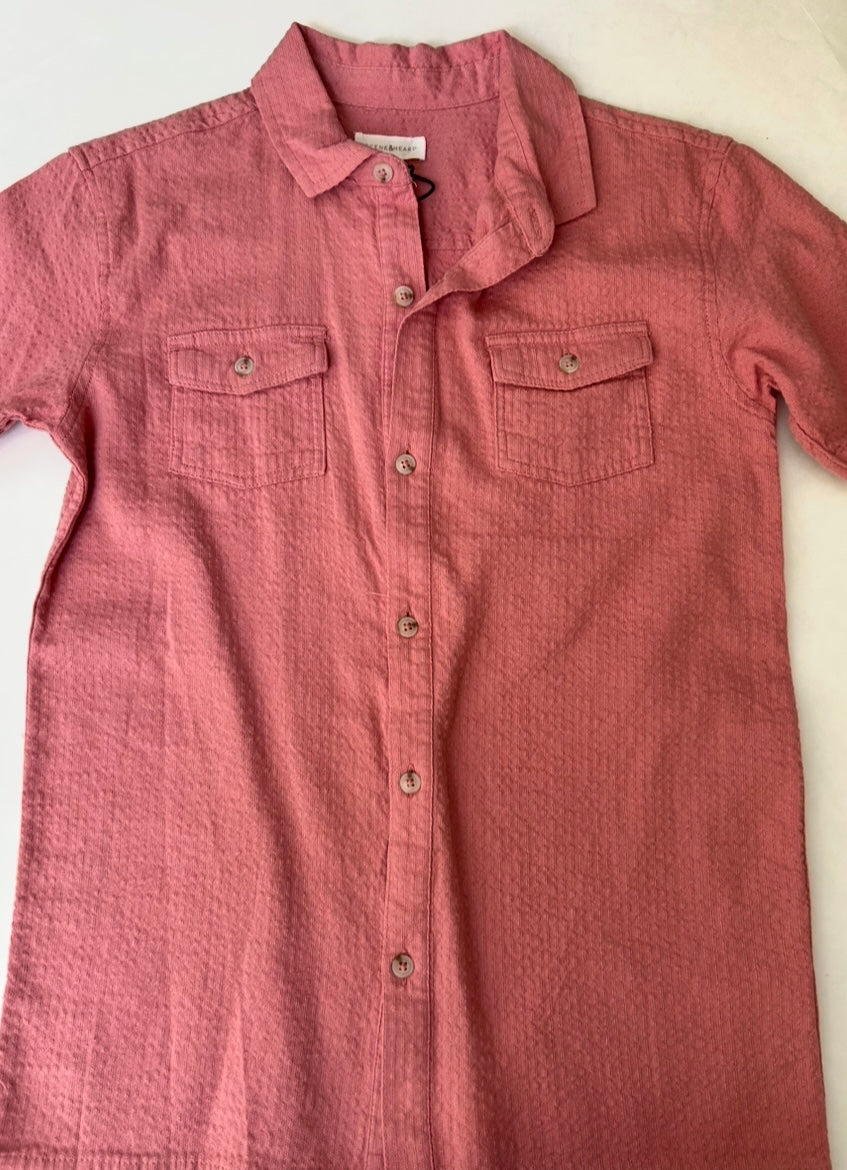 #200 Boys 14/16 NWT short sleeve pink button down