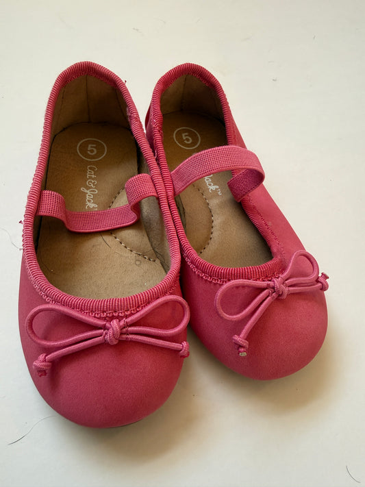 #170 Cat and Jack pink ballet flats girls 5C