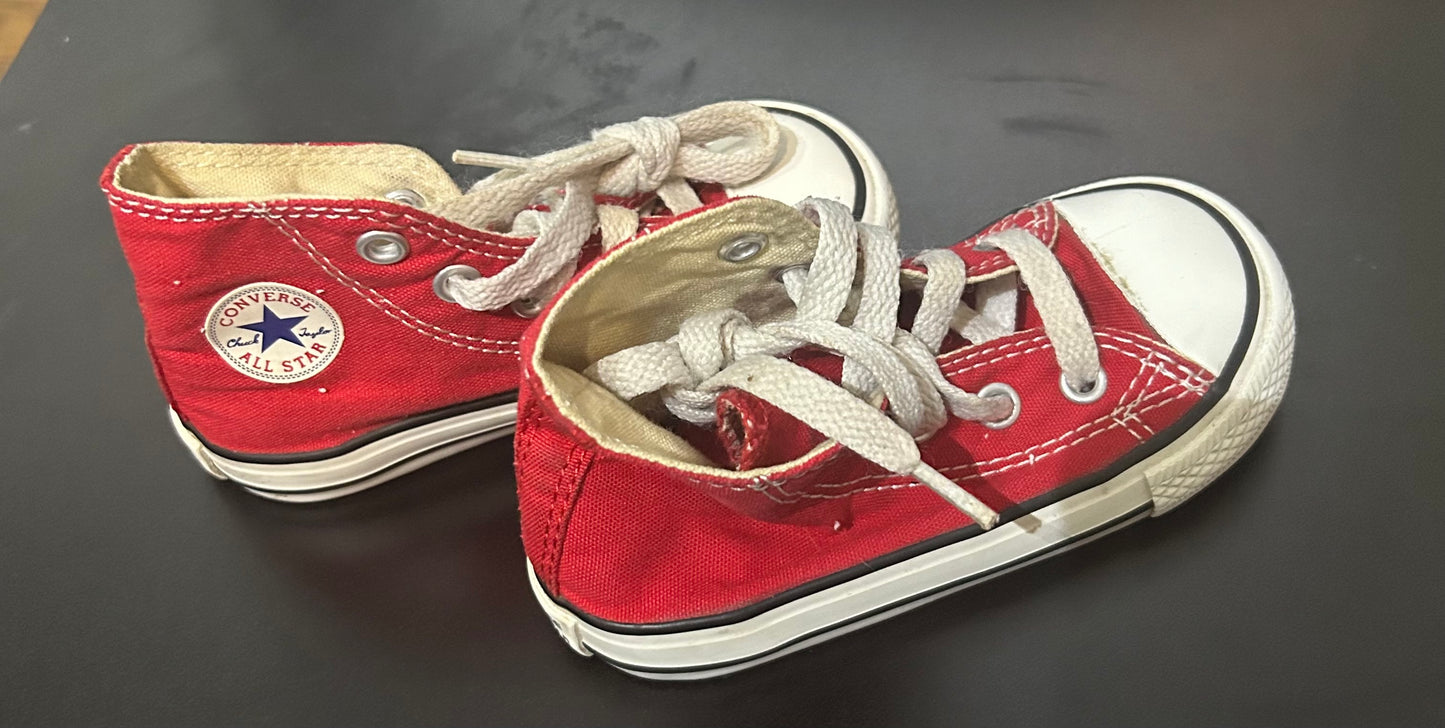 Red converse high tops little kid size 6 45224