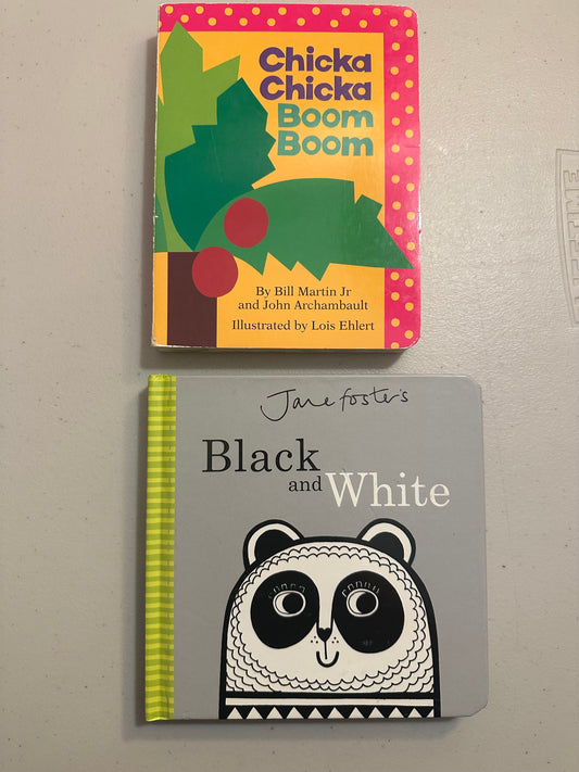 #85 Pair Baby Board Books Chicka chicka boom boom and Black & White