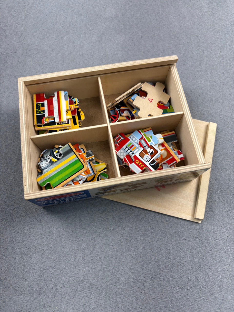 #39 Melissa & Doug vehicle wood puzzle box