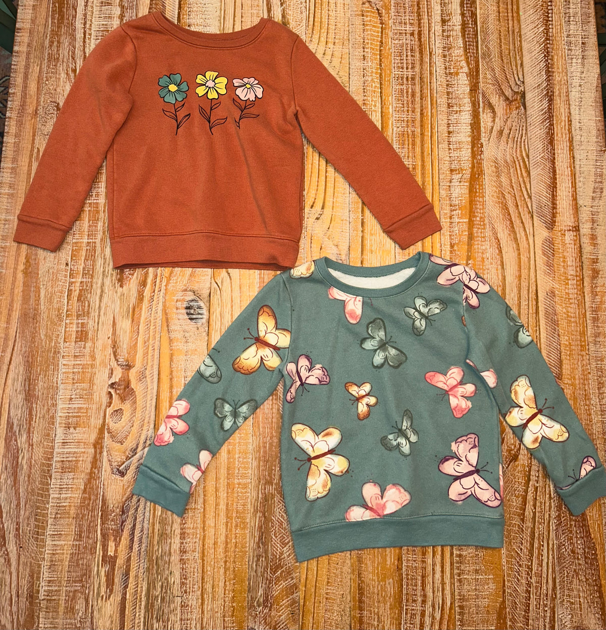 #4 Garanimals Orange and Green Crew Sweatshirt Bundle Girls 4T