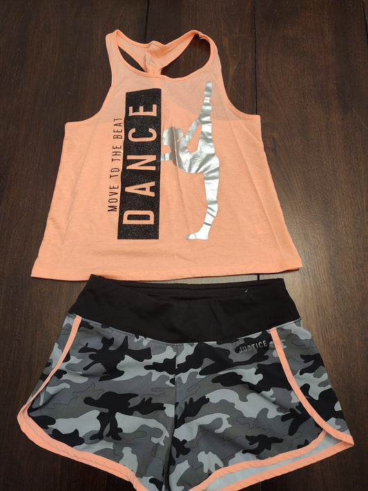 Seller 185:  Justice Girl's SIze 12 dance pink camo outfit