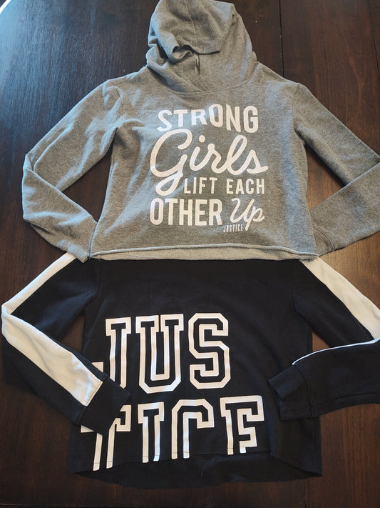 Seller 185:  Justice Size 12 girl's sweatshirts (1 hooded)