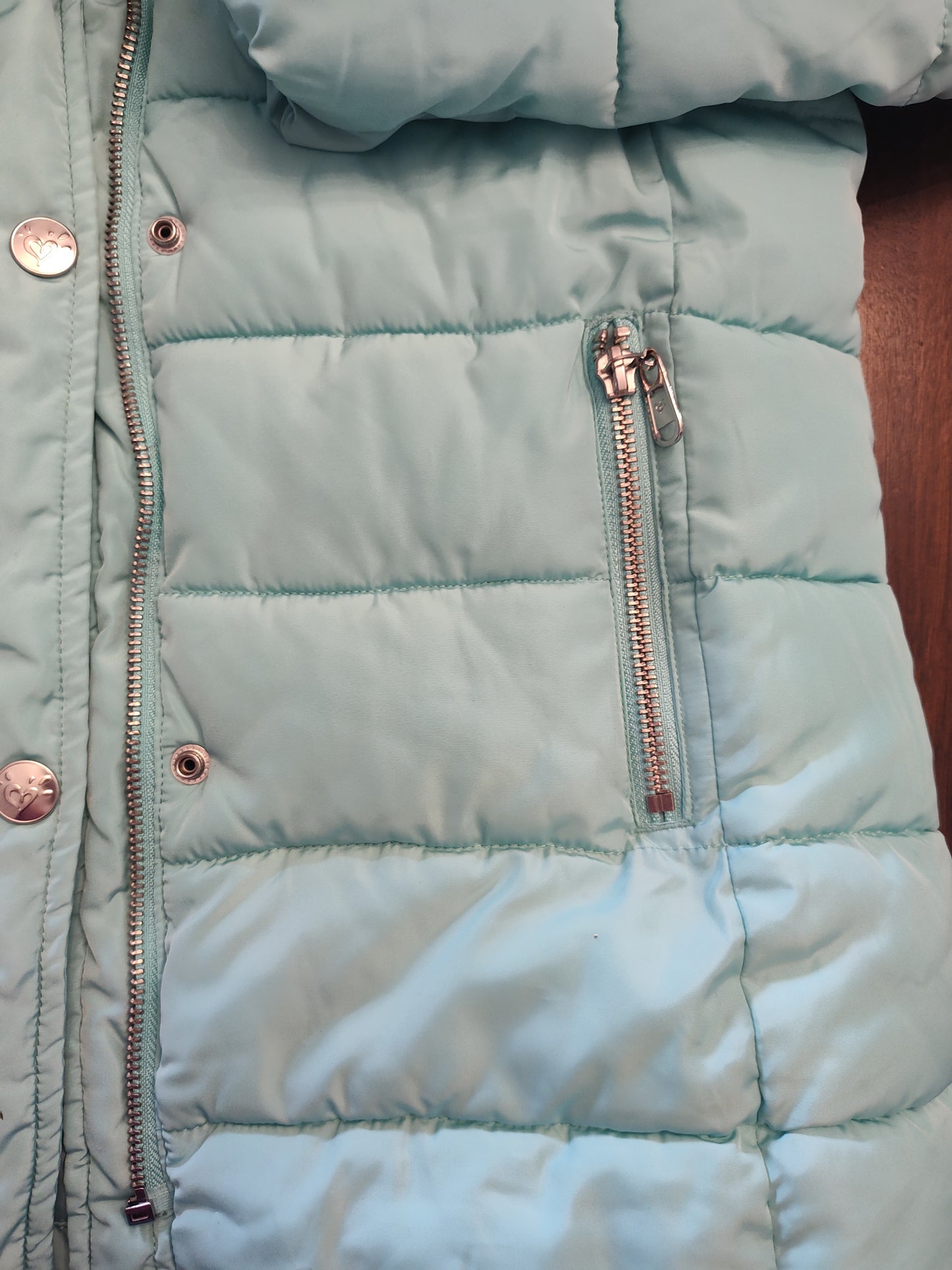 Seller 185:  Justice Coat Faux Fur Hood Trim Girls 12/14