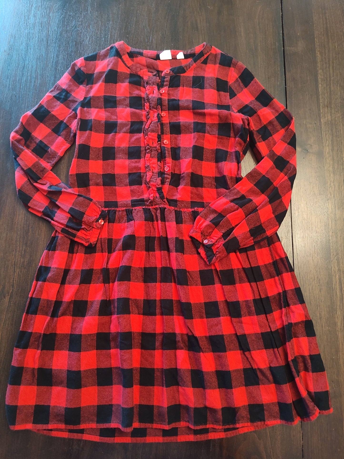 Seller 185:  Gap buffalo plaid dress girls size xl (14/16)