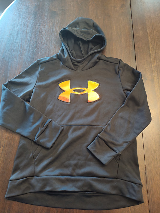 Seller 185:  UA Girls YL (14/16) black hoodie with reflective symbol