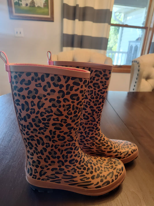 Seller 185:  Target Cheetah Rain Boots Girls size 5 youth
