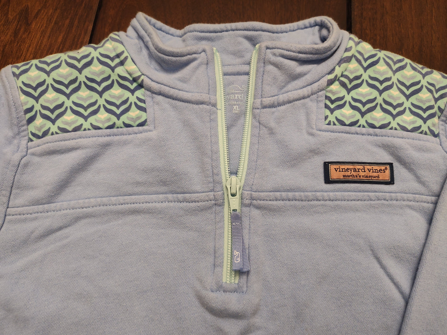 Seller 185:  Vineyard Vines Blue 1/4 zip sweater Girls size XL (16)