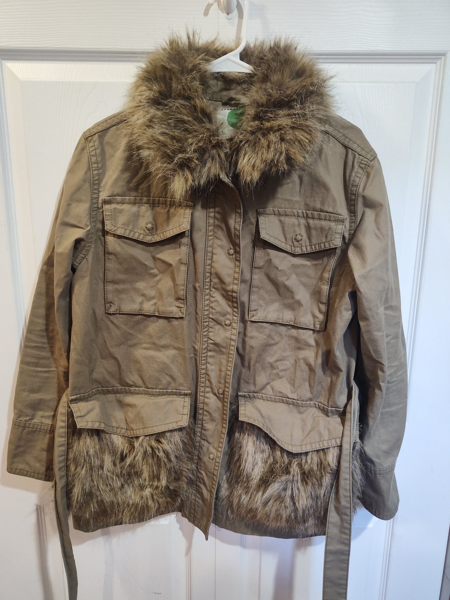Seller 185:  Anthropologie Jacket Saskia Size small Faux Fur Utility Coat
