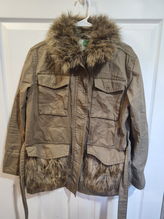 Seller 185:  Anthropologie Jacket Saskia Size small Faux Fur Utility Coat