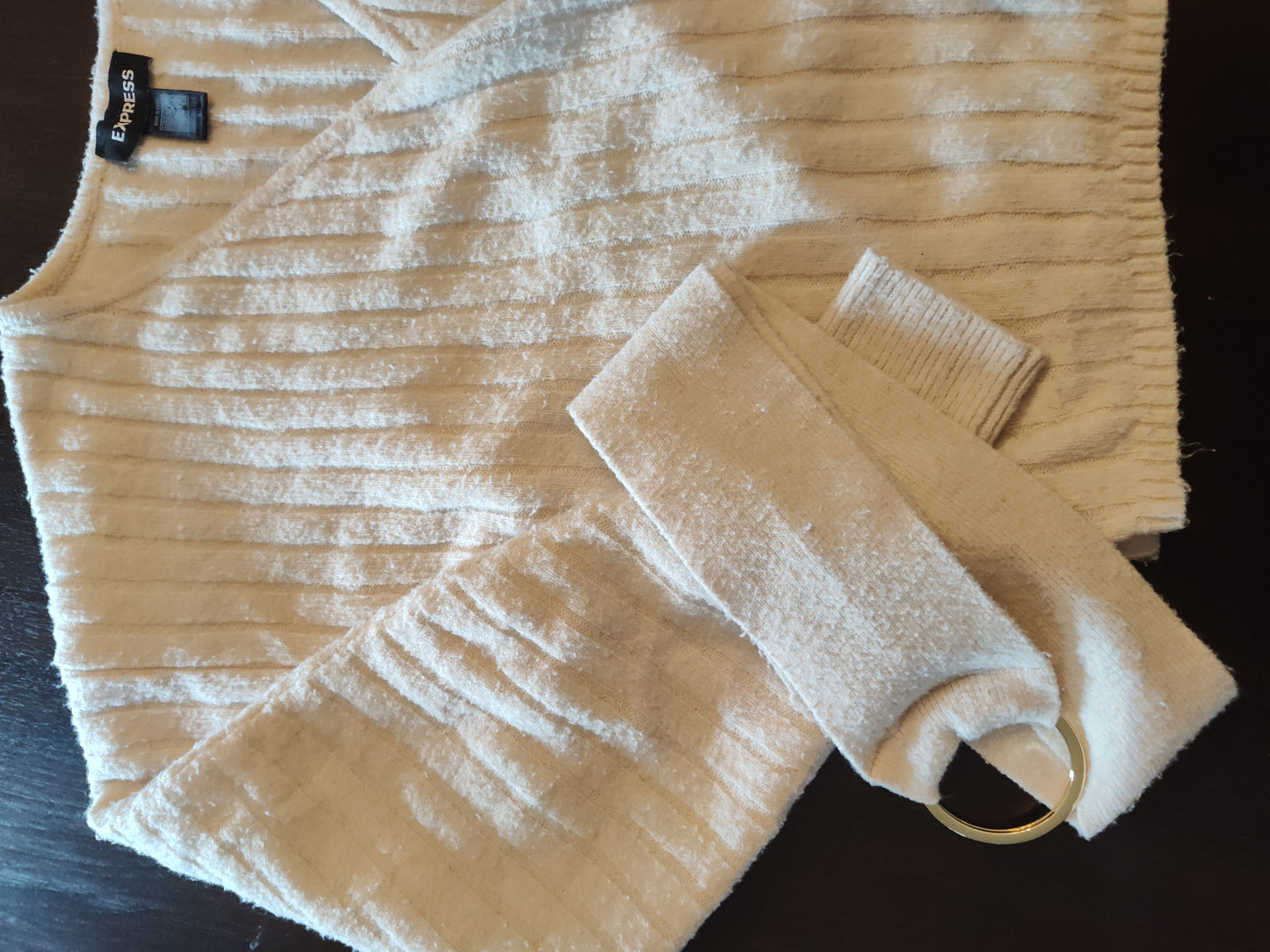 Seller 185:  Express Women's Small Cream Faux Wrap with optional belt