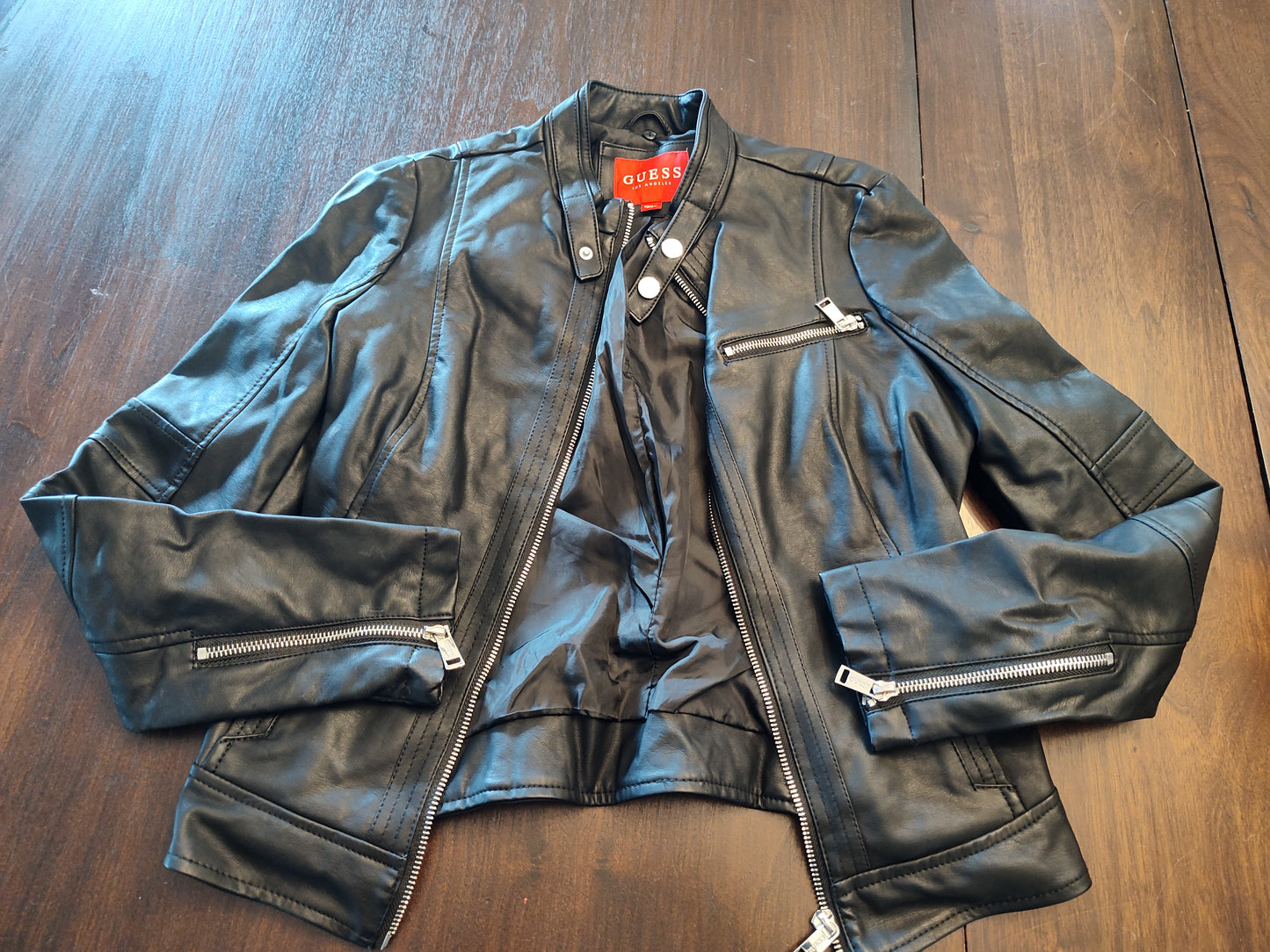 Seller 185:  Guess Faux Leather Biker Jacket Size XS Women
