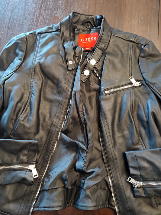 Seller 185:  Guess Faux Leather Biker Jacket Size XS Women