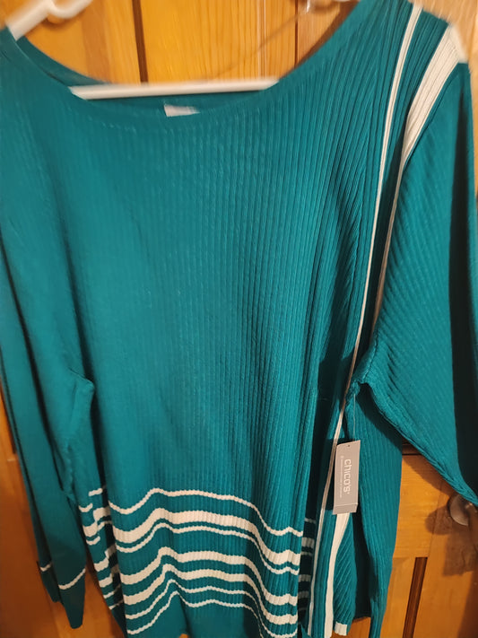 Seller 185:  Chico's Jade Green Tunic Sweater size 4 (2xl equivalent)