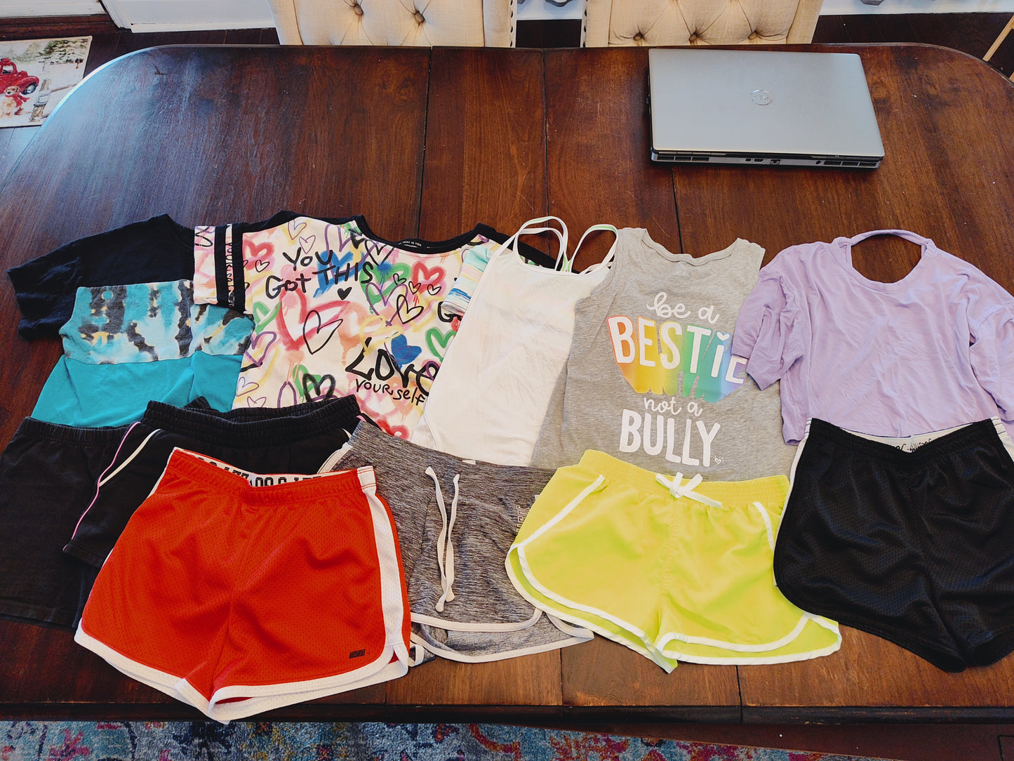 Seller 185:  Girl's Size 12 shirt/shorts lot variety of brands 5 shorts 4 tops