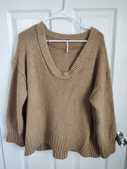 Seller 189:  Free People women's camel Brookside oversized sweater size XS