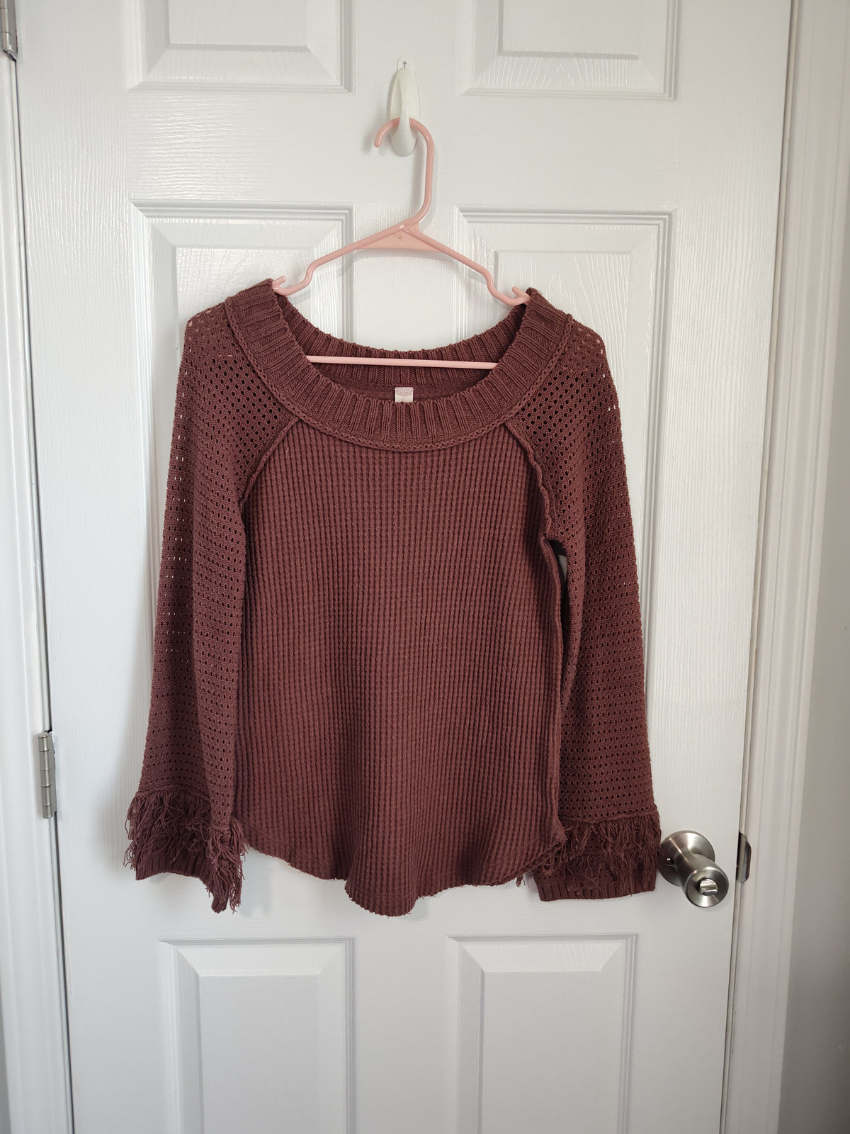 Seller 189:  Altar'd State Women's Small Open Knit Fringed sweater