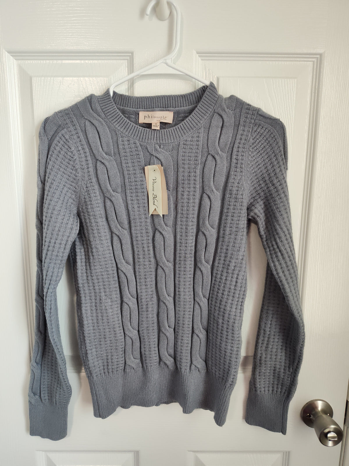 Seller 189:  Philosophy New With Tags Women's Small Chunky Cableknit sweater