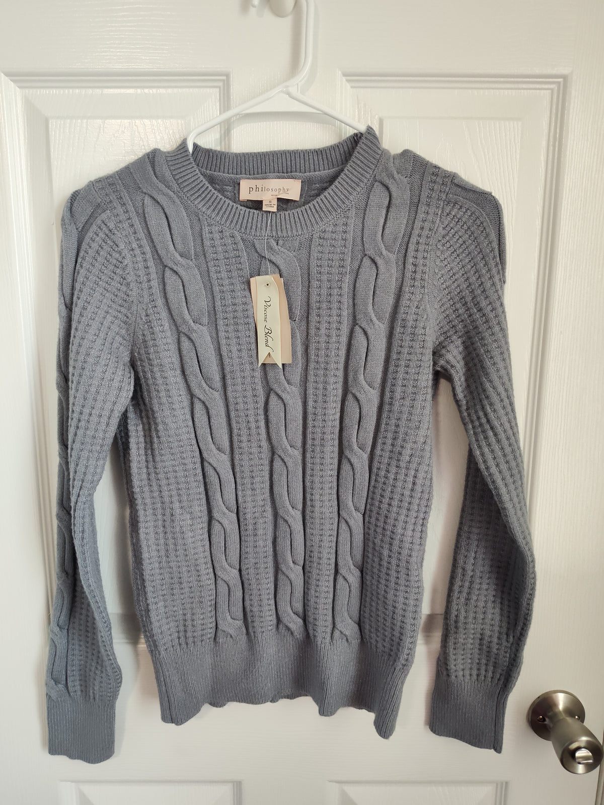 Seller 189:  Philosophy New With Tags Women's Small Chunky Cableknit sweater