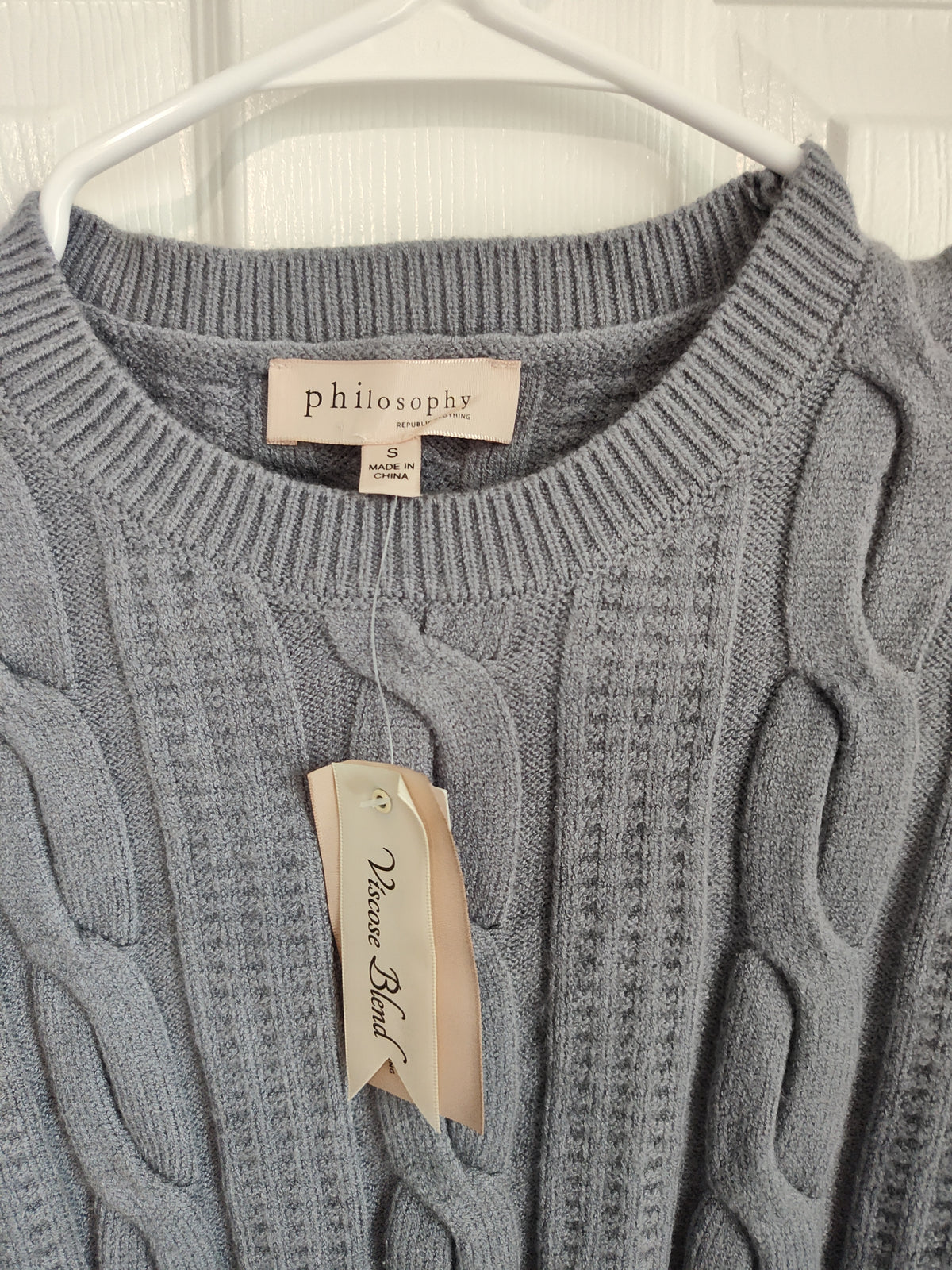 Seller 189:  Philosophy New With Tags Women's Small Chunky Cableknit sweater