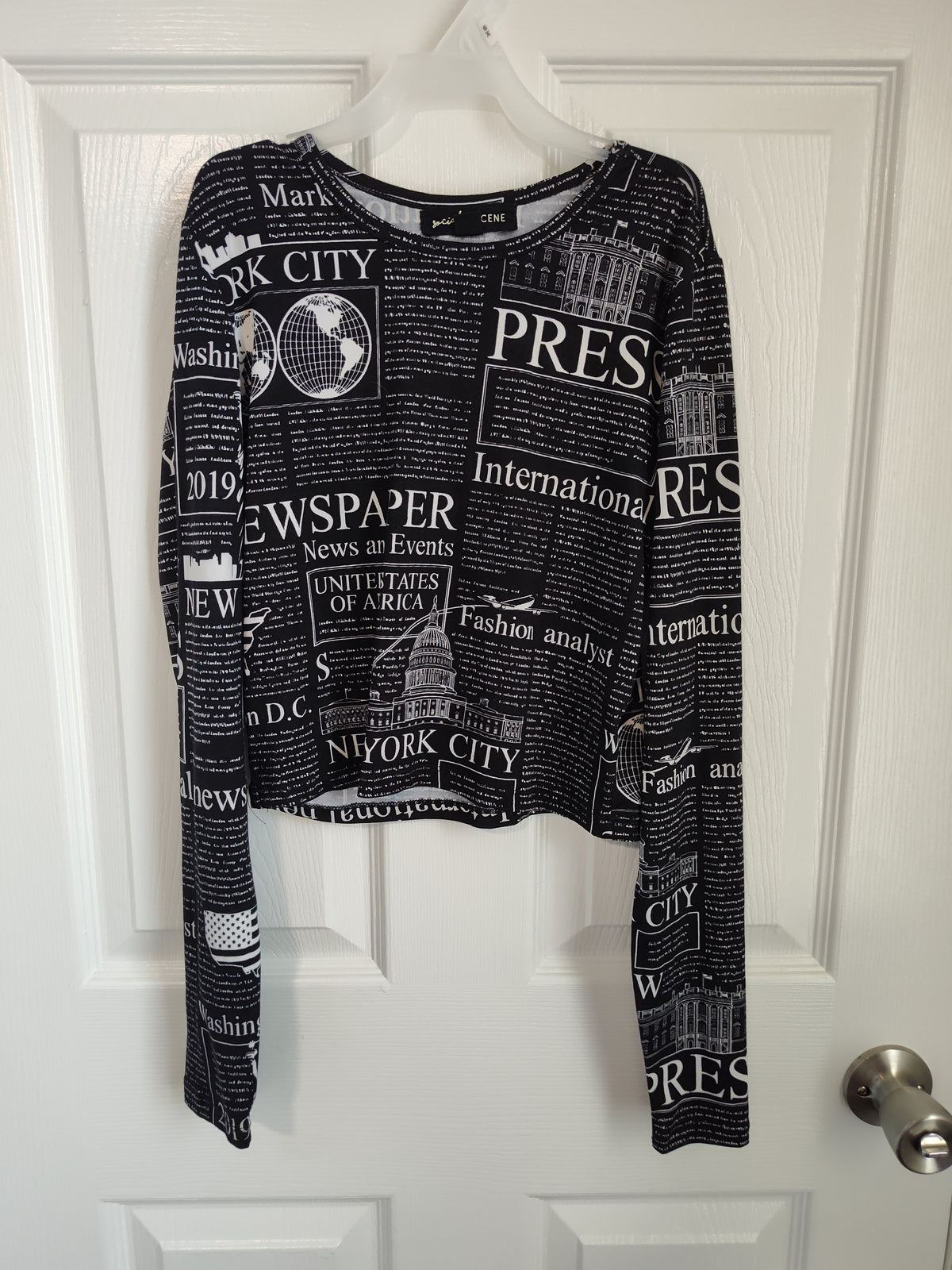 Seller 189:  Social Scene press long sleeve women's size small