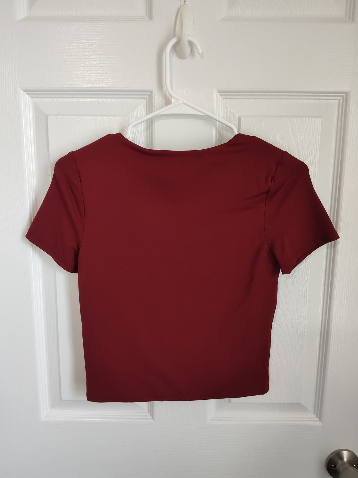 Seller 189:  Blue Rain (Francesca's store) maroon short sleeve women's size small