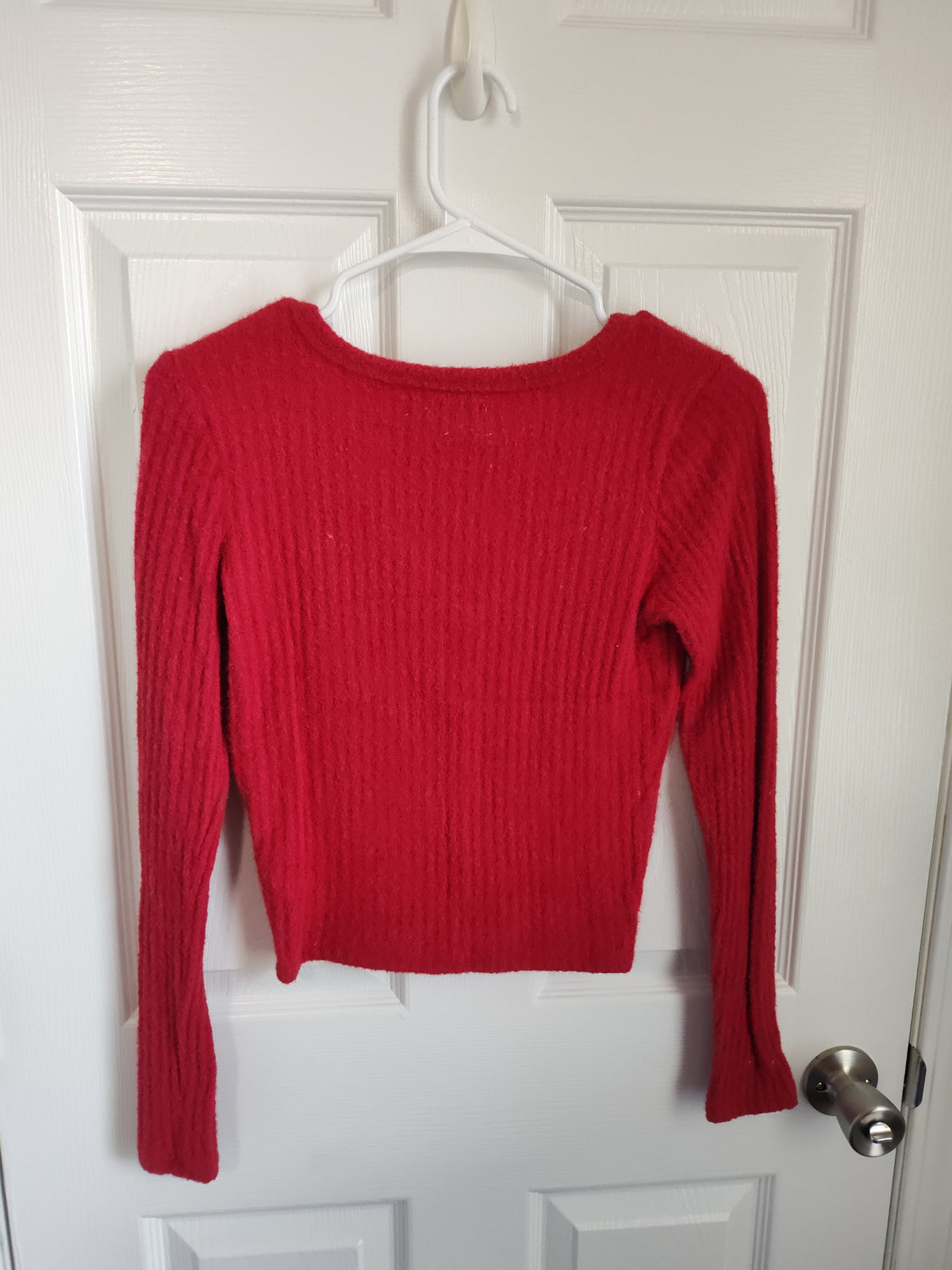 Seller 189:  Hollister women's sz small red cardigan sweater