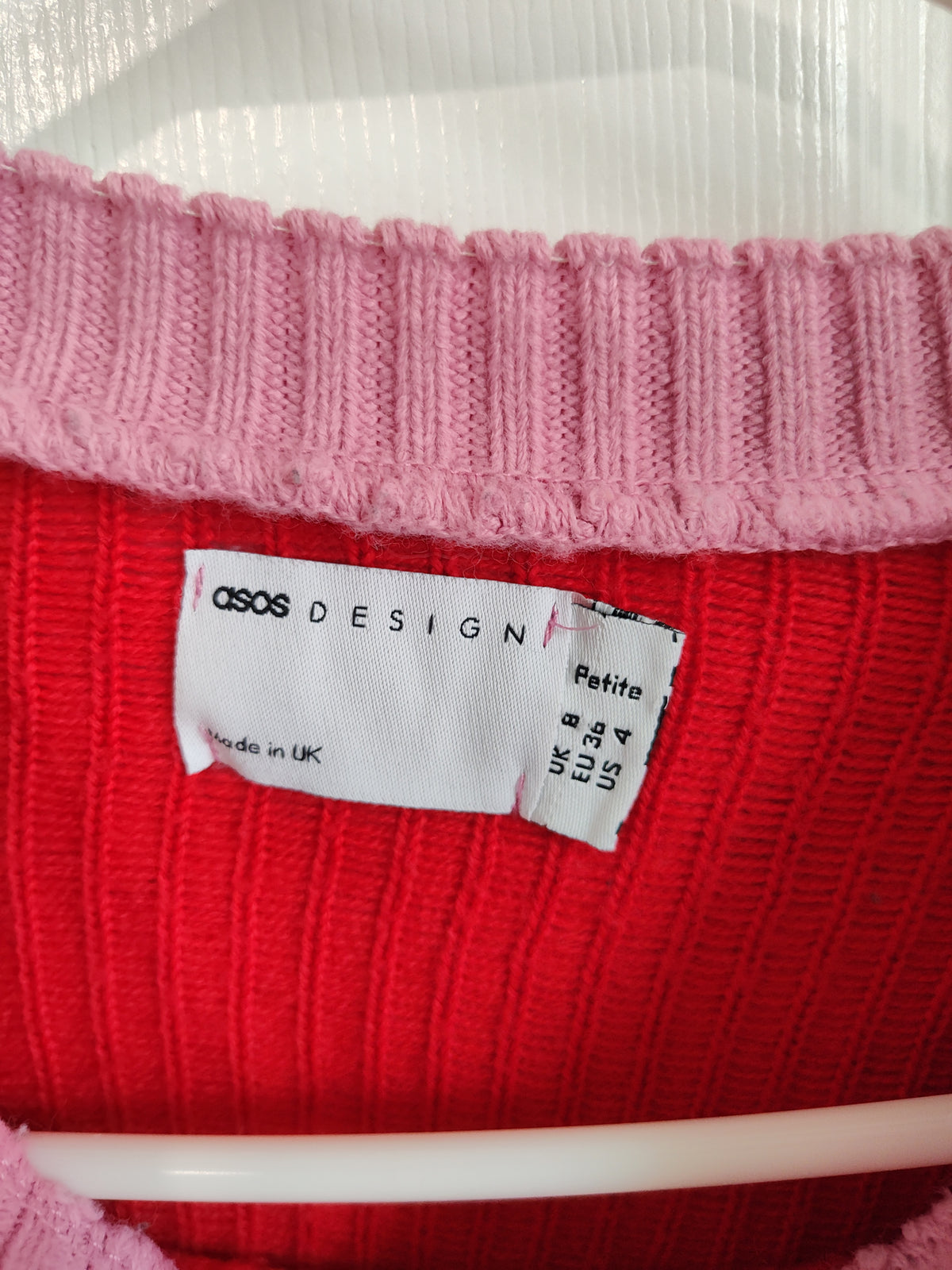 Seller 189:  ASOS women's pink mushroom sweater size small