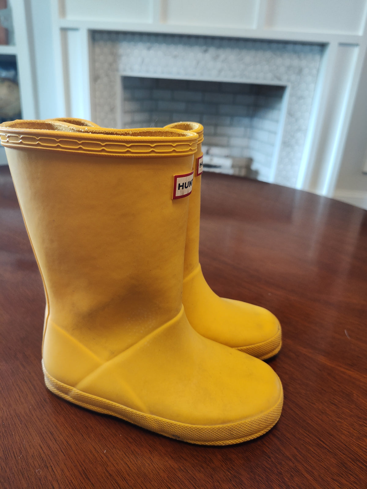 Seller 189:  Hunter Yellow Boots Youth size 11boy/12 girl