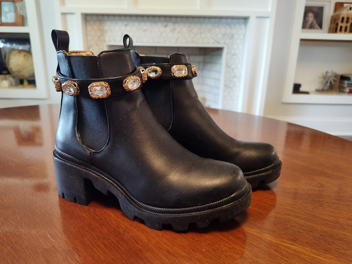 Seller 189: Steve Madden Women's size 7 Black Jeweled Boots