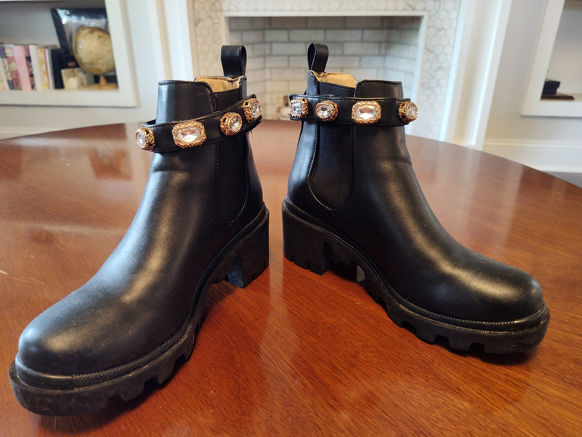Seller 189: Steve Madden Women's size 7 Black Jeweled Boots