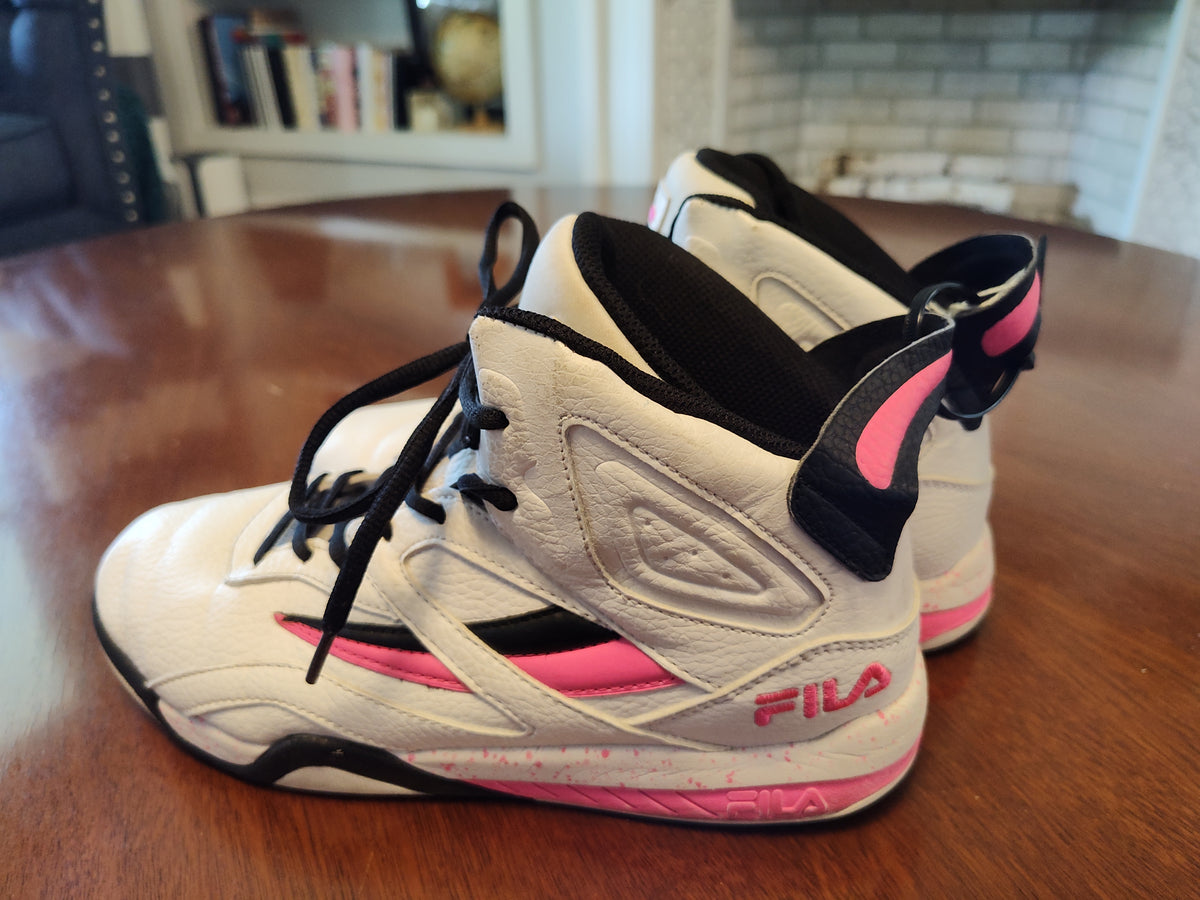 Seller 189:  Fila High Tops (white/pink/black) women's size 7.5