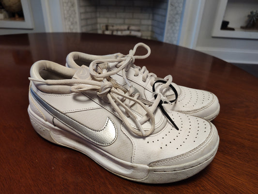 Seller 189:  Nike Court Shoes Women's size 8.5 White/Silver