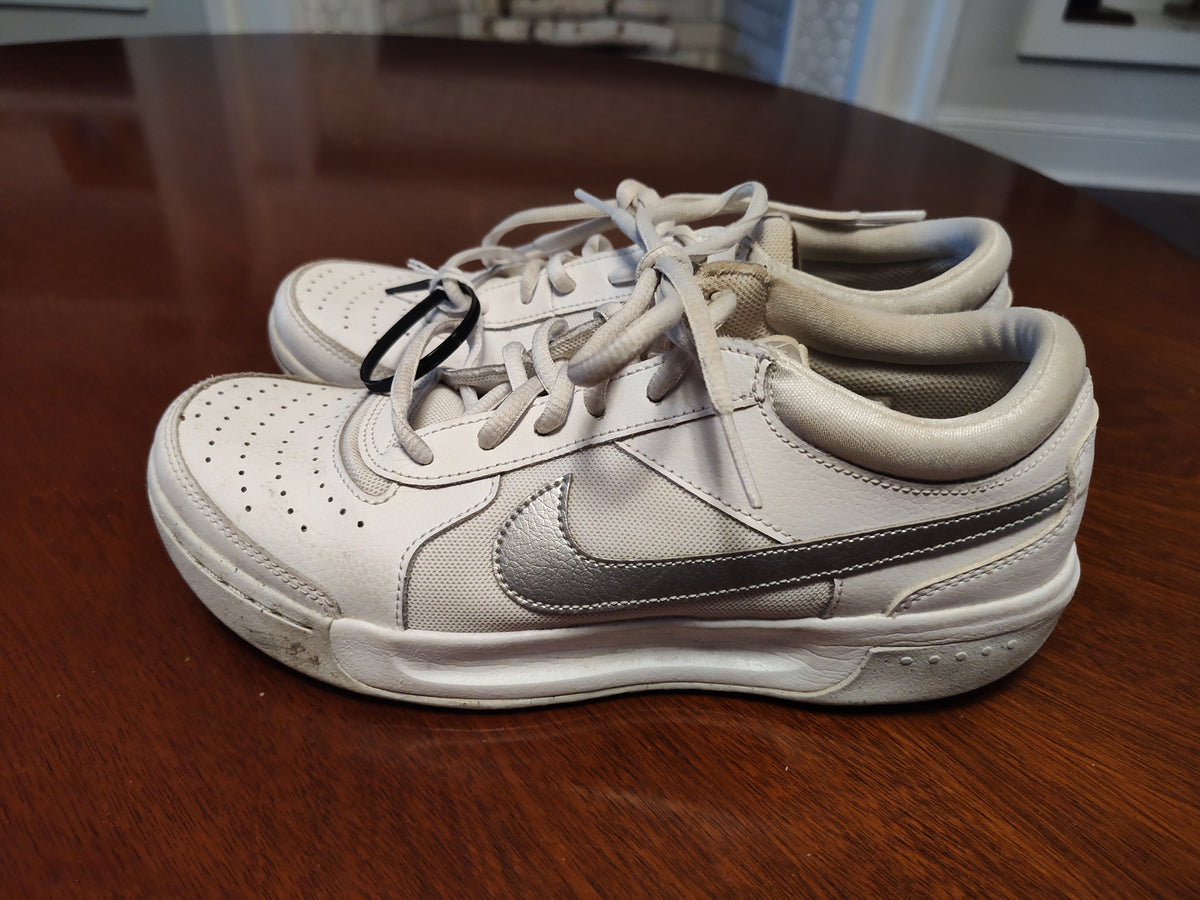 Seller 189:  Nike Court Shoes Women's size 8.5 White/Silver