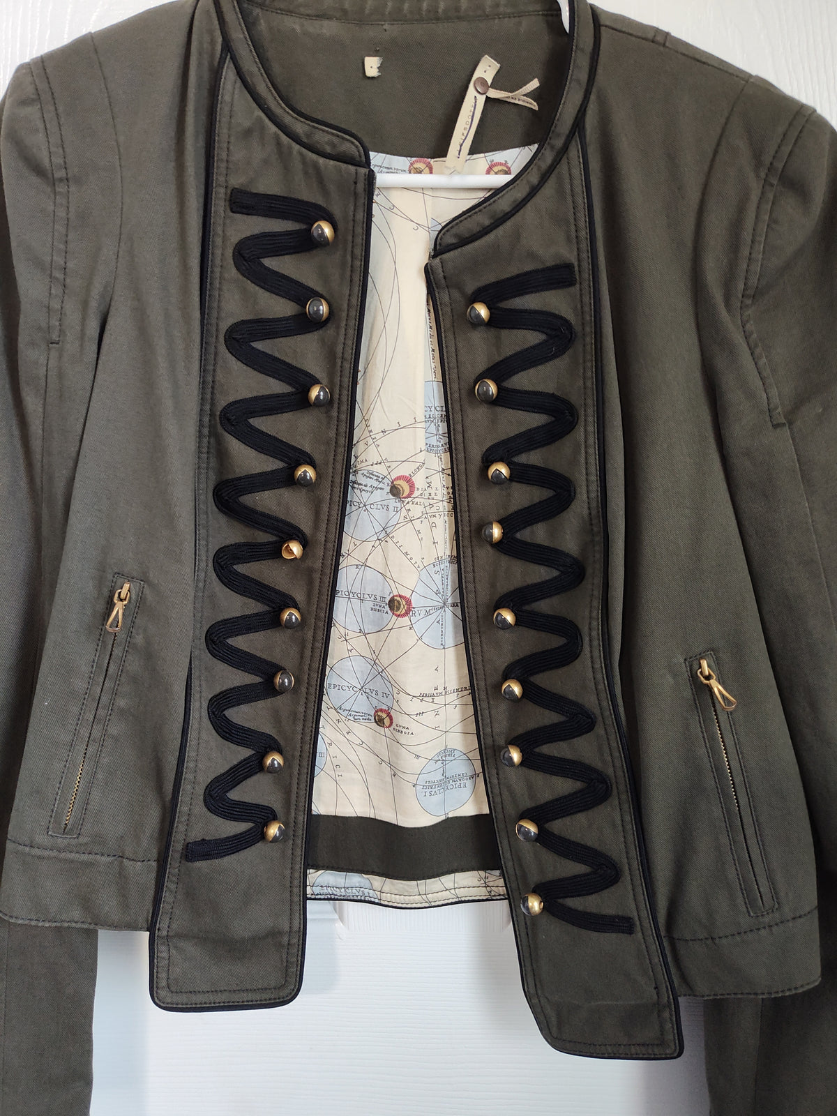 Seller 189:  Leifsdottir military style jacket, women's size 6.