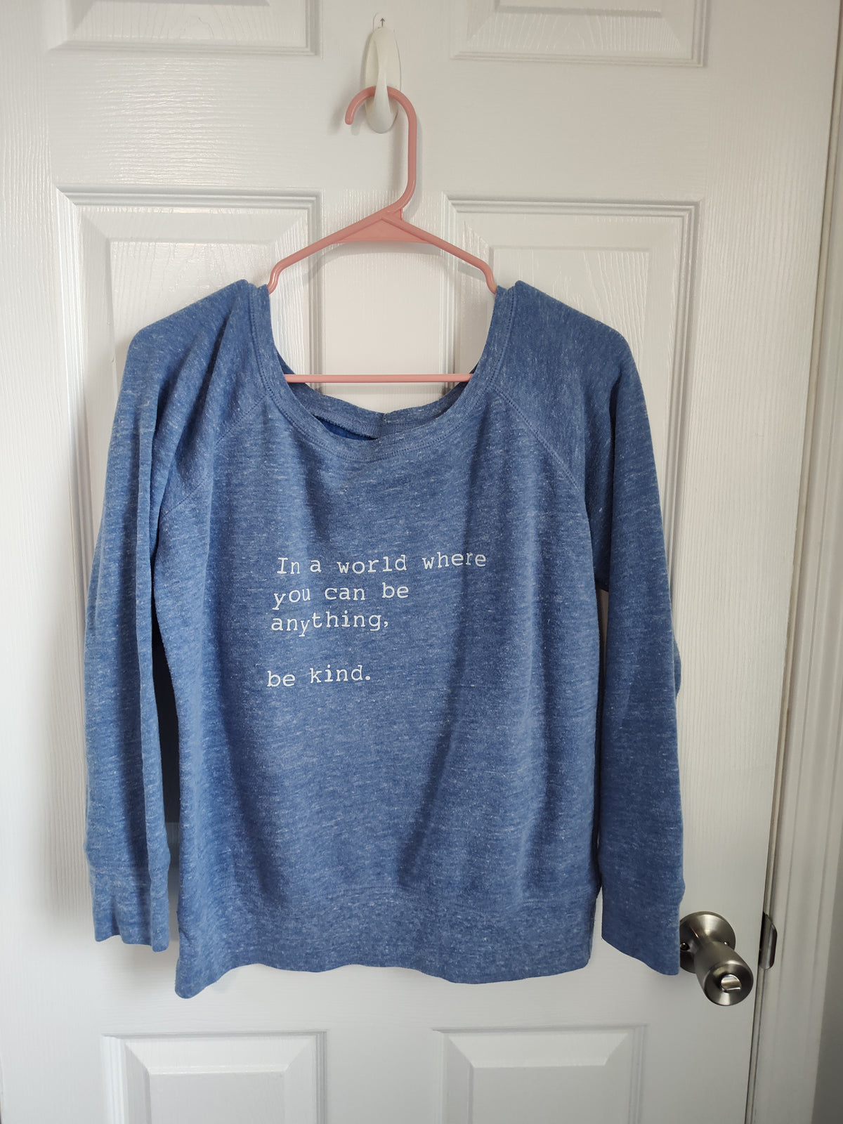Seller 189:  Om & Ah London Kindness Blue Sweatshirt, women's size medium