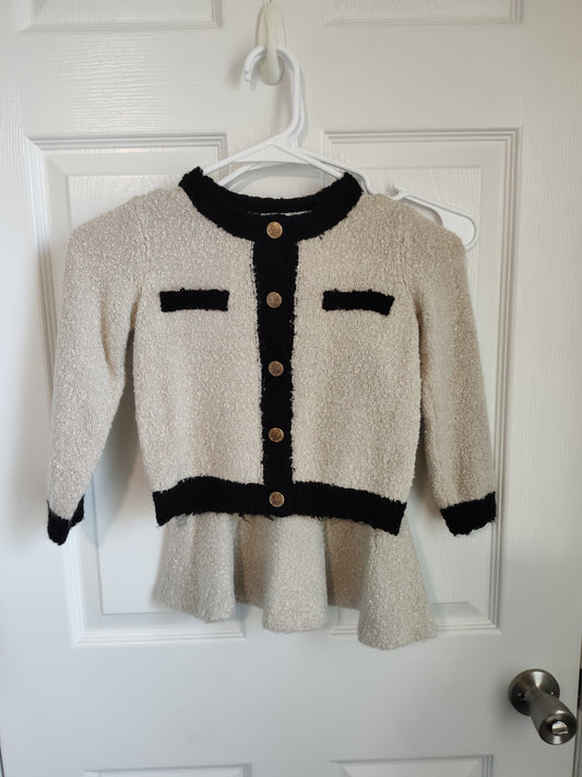 Seller 189:  H&M Girl's skirt/sweater set cream/black size 3/4t