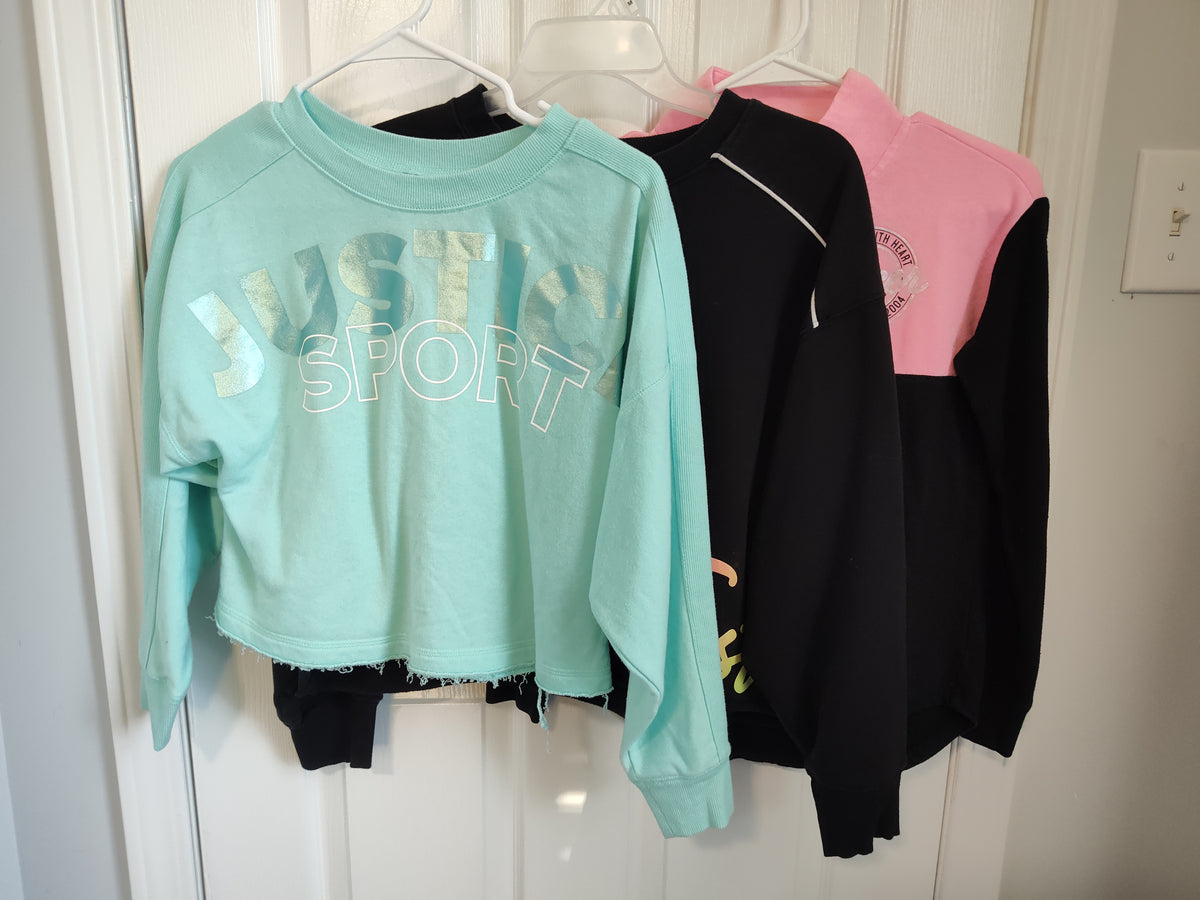 Seller 189:  Justice Sweatshirts x 3 girls size 12
